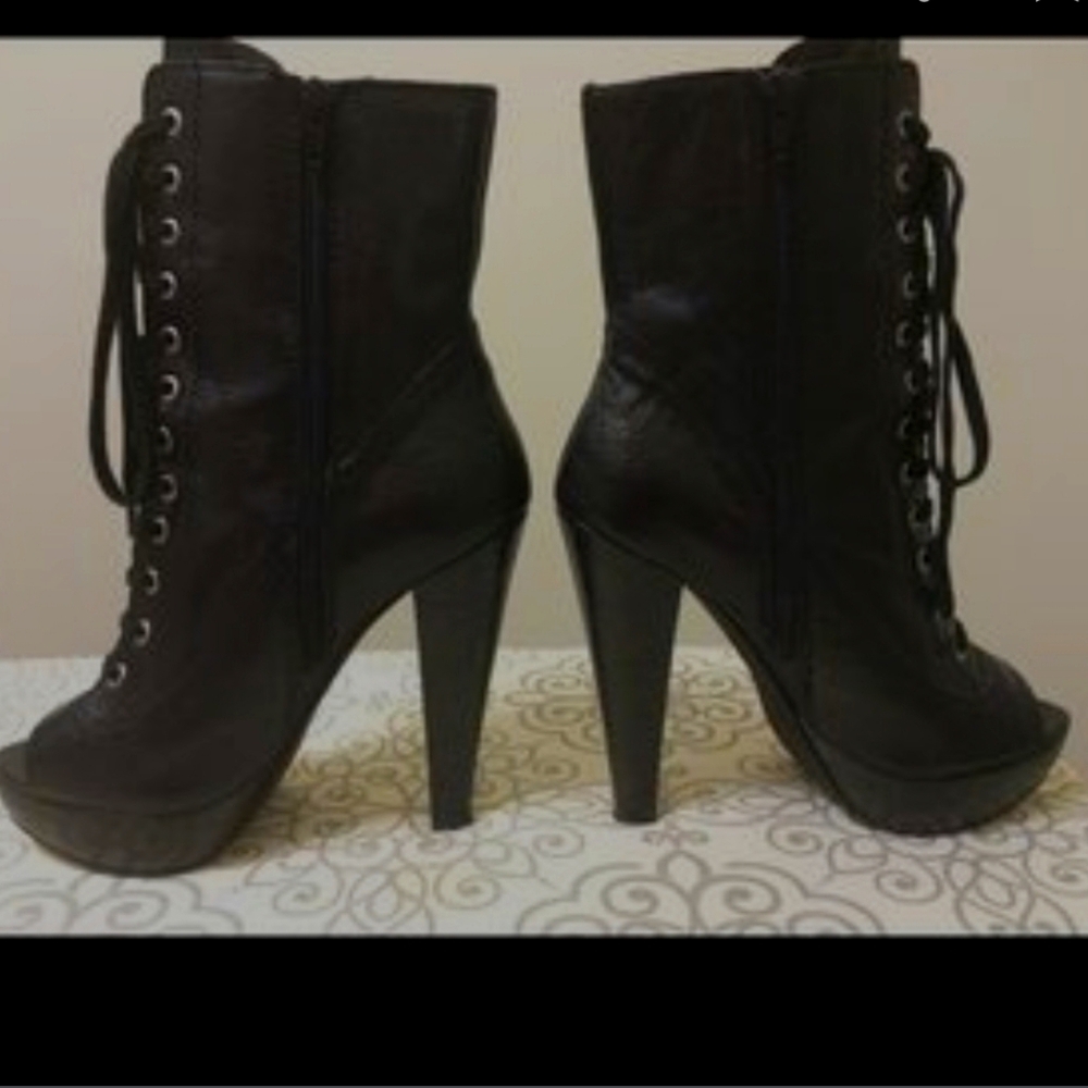 Steve Madden "Aroma" lace-up peep-toe boots